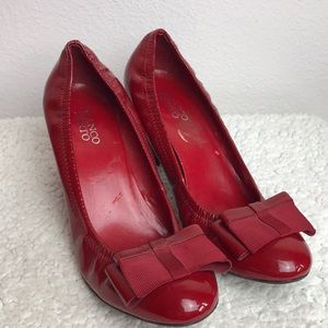 Franco Sarto red paten leather heels